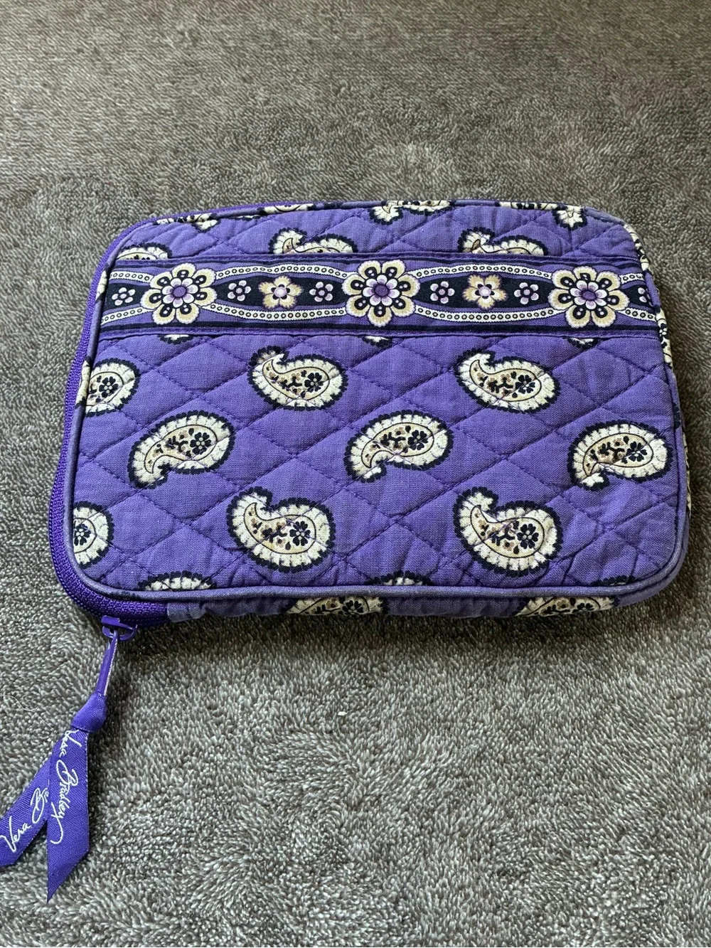 Vera Bradley Simply Soft Laptop/Tablet Case Bag 8.5” Purple Floral Paisley
